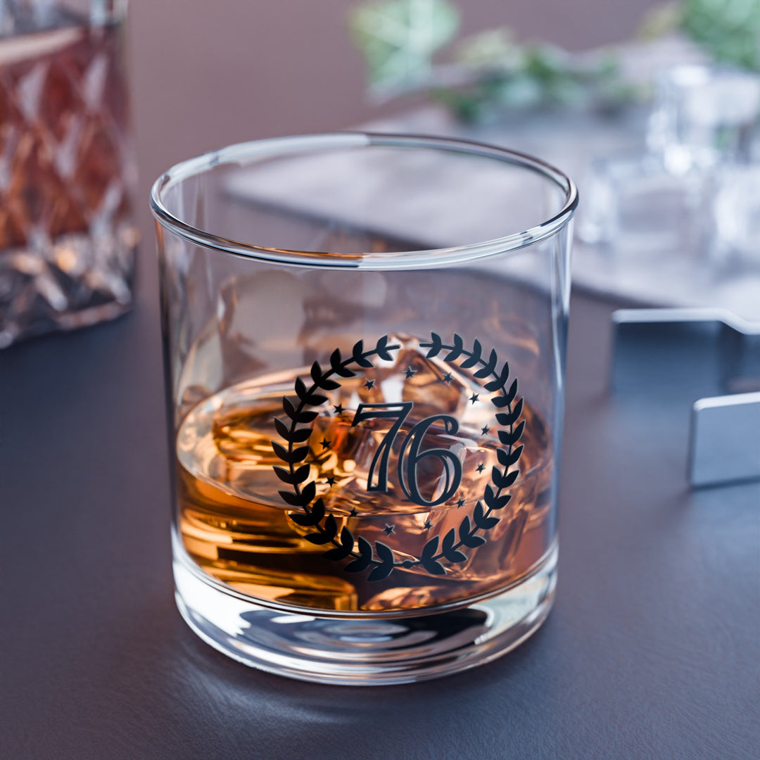 76 Crest Logo Rocks Glass