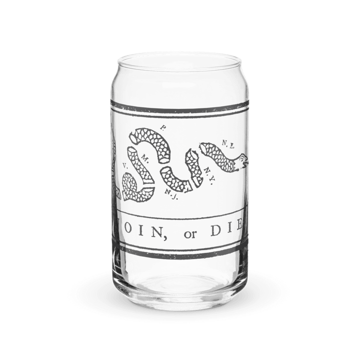 Join or Die Can-shaped glass - 1776 United